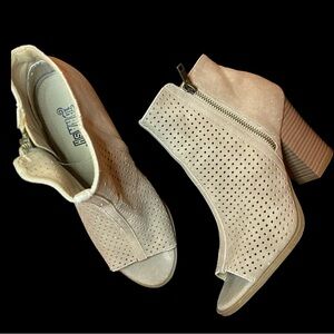 Stylish Perforated Peep-Toe Ankle Booties